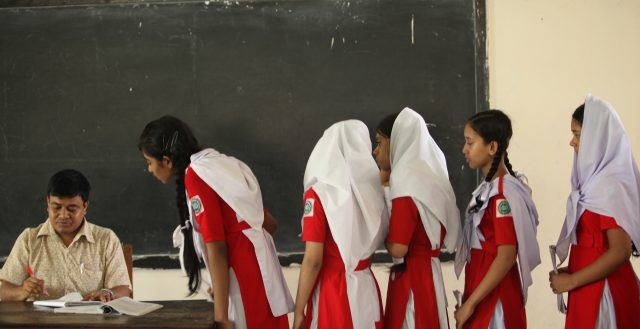 Students attend class at the Kamrun Nessa Government Girls School in Dhaka. Photo: Abir Abdullah/ADB