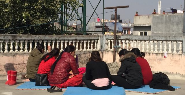 Adolescents girls being interviewed in Nepal. Photo: Fiona Samuels