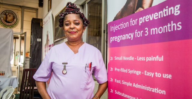 Health worker Abosede Animashaun counsels patients on family planning and contraceptives at the Jon-ken Hospital in Akoka, Yaba, Lagos State, Nigeria. Photo: Andrew Esiebo/Bill & Melinda Gates Foundation