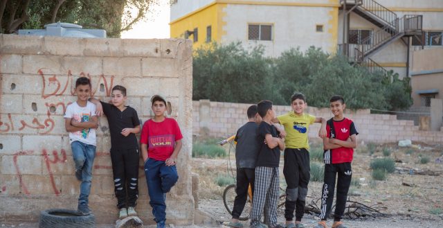 Boys in Jordan playing soccer. Photo: Natalie Bertrams/GAGE