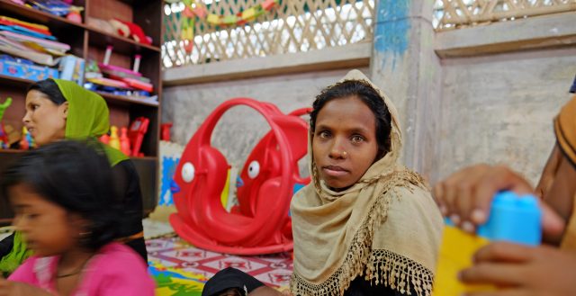 A mother and her baby in a camp in Cox’s Bazar for Rohingya refugees, Bangladesh. Photo: Mallika Panorat/European Union