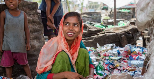 Adolescent girl at a recycling plant in Dhaka. Photo: Nathalie Bertrams/GAGE