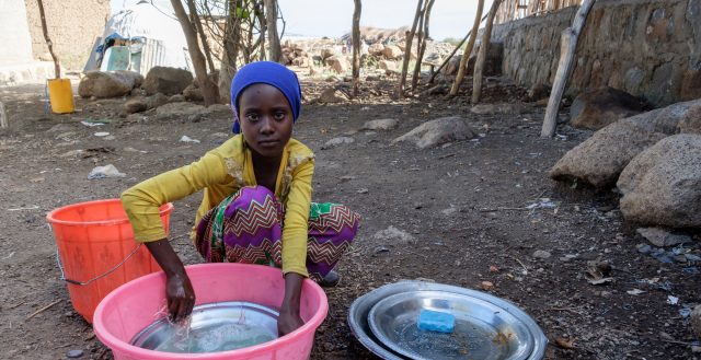 Young adolescent girl in an IDP community in Ethiopia. Photo: Nathalie Bertrams/GAGE 2020